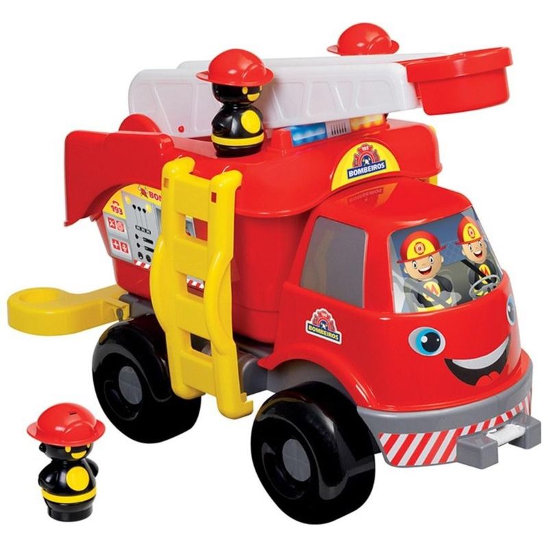 Brinquedo Infantil Caminhão Bombeiro Grande - Mercotoys 519 - Fabrica da  Alegria