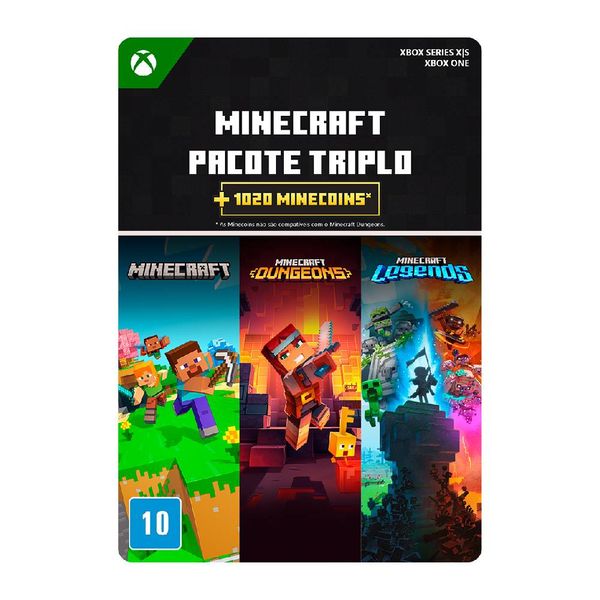 Gift Card Digital - para Console Xbox - C2C Minecraft Triple Bundle - Microsoft