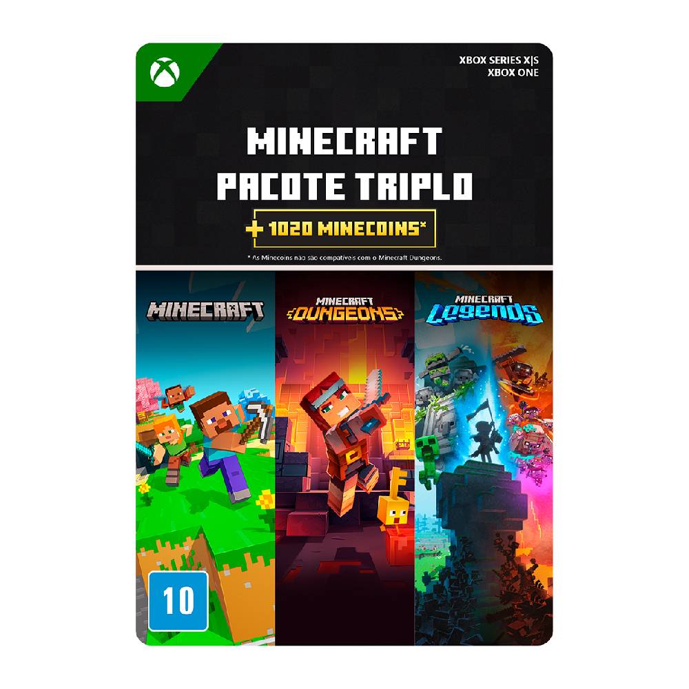 gift card digital para console xbox c2c minecraft triple bundle microsoft frente