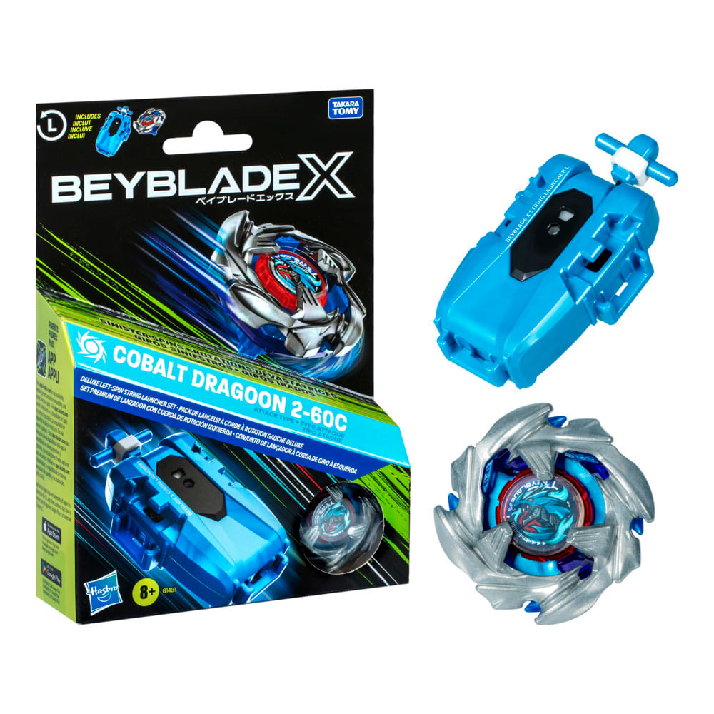 Conjunto com Lançador - Beyblade X Cobalt Dragoon 2-60C - Hasbro