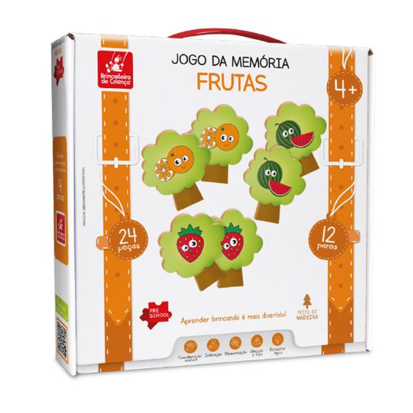 Jogo da Memória Frutas 24 peças feito em Madeira
