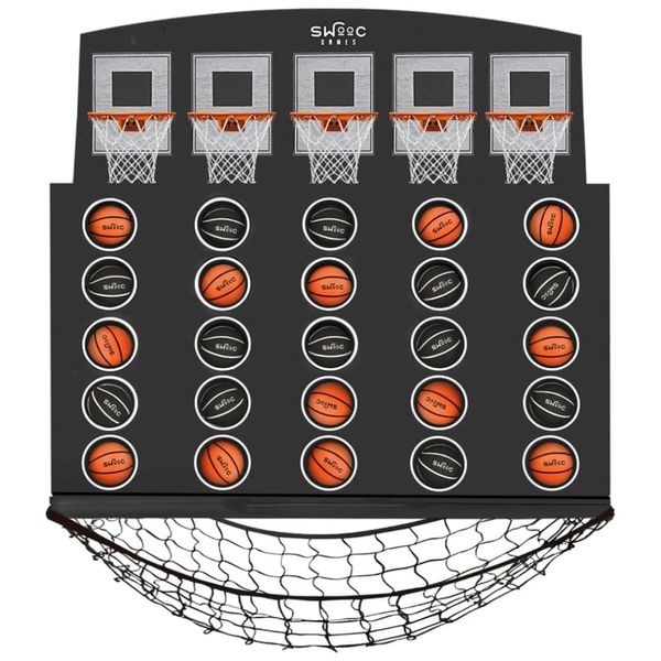 Mini Jogo de Basquete com 5 Cestas, Montada na Parede para Escritórios, SWOOC Games