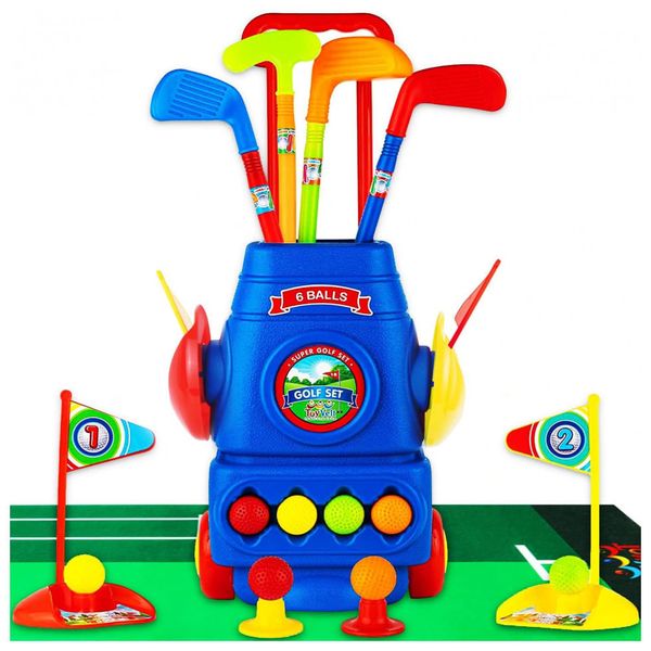 Conjunto de Tacos de Golfe Infantil com 6 Bolas para Crianças de 2 a 4 Anos, ToyVelt, Azul