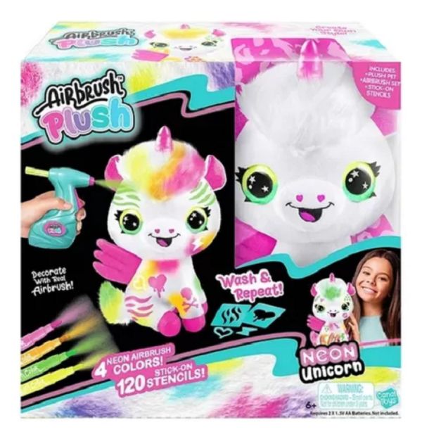 Unicórnio Neon Pelucia Para Pintar Airbrush Plush Style 4Ever  Pinte e lave Quantas vezes Quiser - Fun
