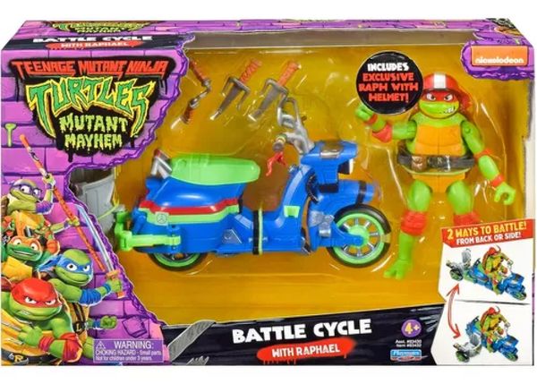Tartarugas Ninja Caos Mutante – Moto Battle Cycle 2 formas Batalha C/ Boneco Raphael e acessórios – Sunny