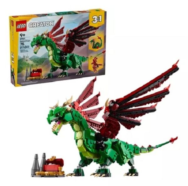 Lego 31161 Creator 3 Em 1 - Dragão Medieval, Serpente e Fênix - 715 Peças