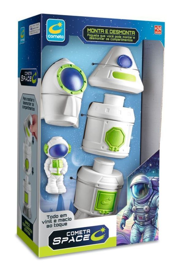 Foguete Cometa Space Monta e Desmonta com Astronauta Vinil 22cm