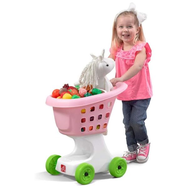 Carrinho de Compras Infantil, Feito de Plástico Durável, Para Crianças a Partir de 2 Anos, Step2 Little Helper's, Rosa