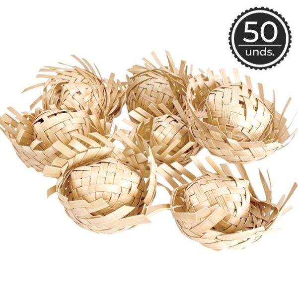 Kit 50 Mini Chapéu de Palha Decoração Festa Junina São João e Arraiá para Docinhos e Decoração de Mesa -