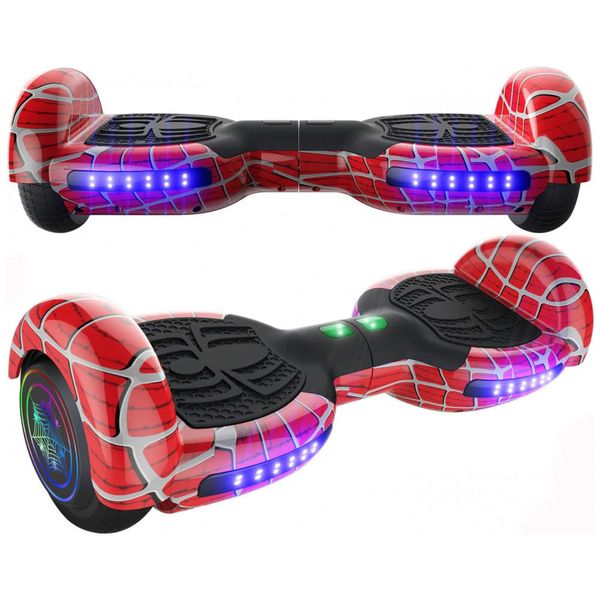 Hoverboard Elétrico com Alto Falante Bluetooth e Auto Equilíbrio para Crianças de 6 a 12 Anos, Emaxusa, Vermelho
