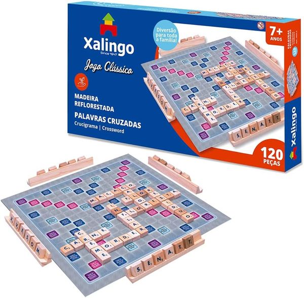 Jogo Palavras Cruzadas Xalingo 120 peças em Madeira