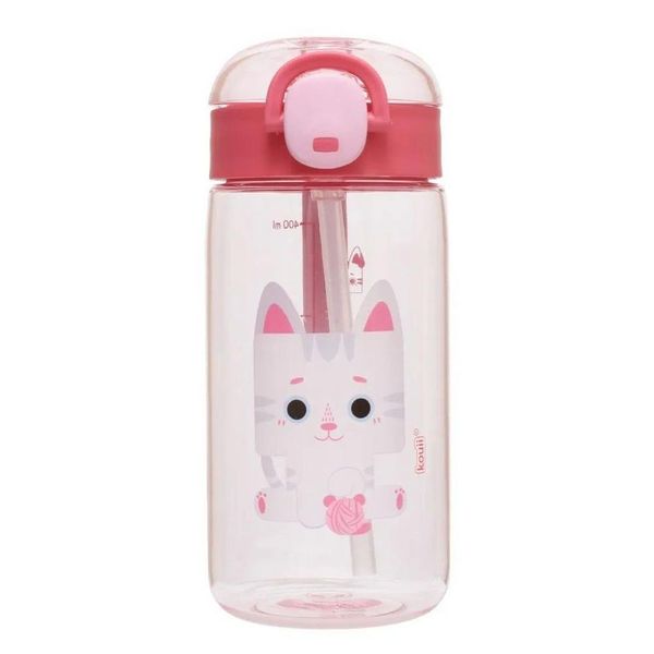 Garrafa Plastica Com Canudo 460ml Kouii Filhotiis Gata Mia
