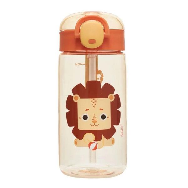 Garrafa Plastica Com Canudo 460ml Kouii Filhotiis Leao Leo