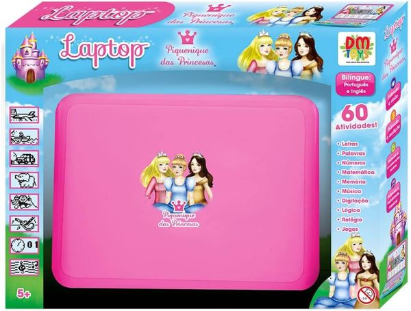 LAP TOP INFANTIL BILINGUE 60 ATIVIDADES PRINCESAS - DM TOYS