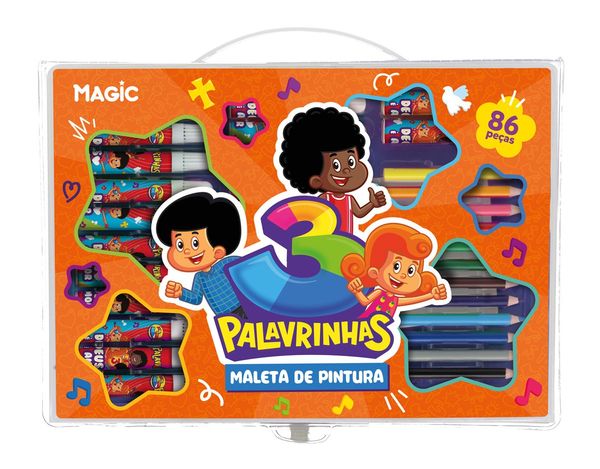Maleta kit de pintura 86 peças - 3 Palavrinhas