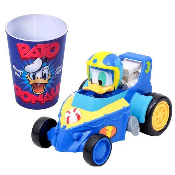 Kit Super Carrinho Pato Donald Fantastic Cars Fricção 13cm + Copo Disney Original