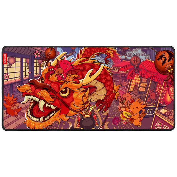 Mousepad Gamer Redragon Flick XL Special Edition, Festival do Dragão, 900x400mm, Vermelho Único / Vermelho