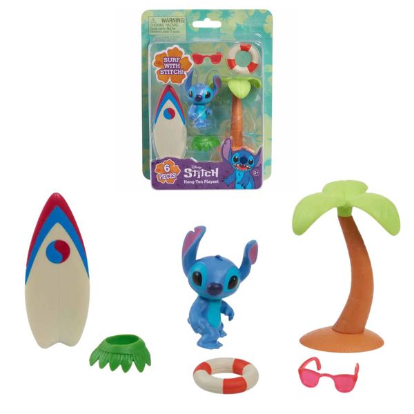 Boneco Colecionável Stitch Sunny com Prancha Tema Praia | Perfeito para Fãs da Disney e Aventuras Cheias de Diversão