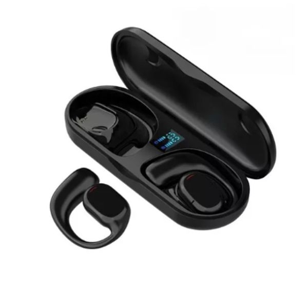 Fone de Ouvido sem Fio Esportivo Condução Óssea Bluetooth 5.3 Cor Preto