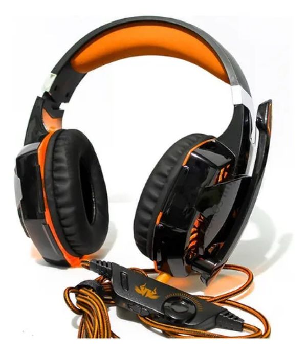 Fone de Ouvido Gamer Jogos Headset Knup 455A Profissional Cor Preto Laranja