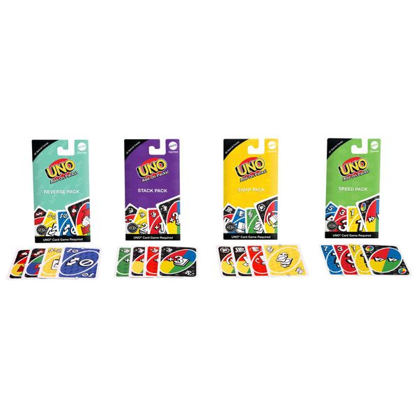 Jogo De Cartas - Uno Pacotes Complementares - 16 Cartas - Mattel - Modelos Unitários Sortidos