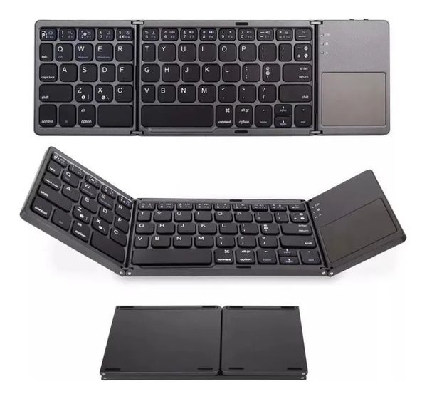 Mini Teclado sem Fio Recarregável Portátil Touchpad Dobrável Bluetooth