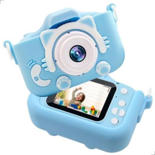 Câmera Digital Infantil Usb Portátil Resolução 1080P Recarregavel Cor Azul