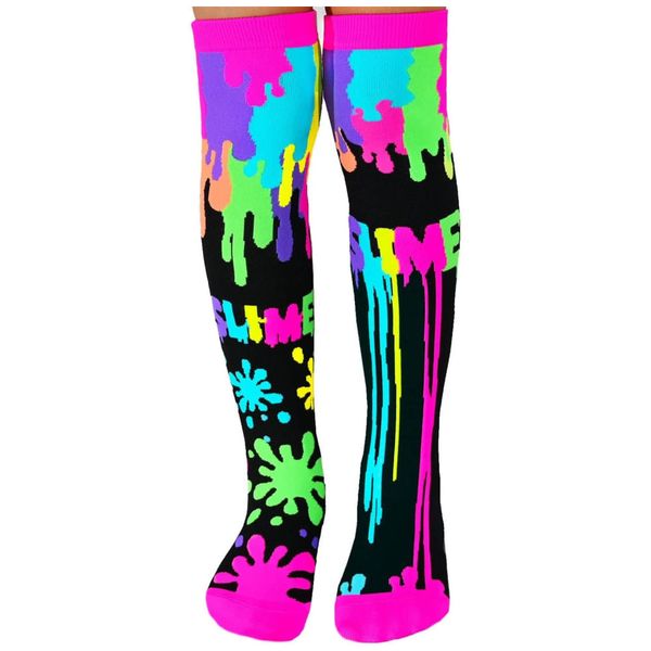 Meias de Slime, Meias Divertidas até o Joelho com Cores Bagunçadas e Vibrantes, Cobrir-se de Slime Nunca Foi Tão Divertido! 6-18 Anos Multi,MADMIA