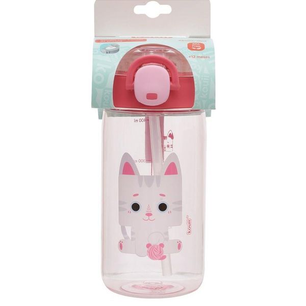 Garrafa Com Canudo Pacific Kouii 460ML Gato Mia Rosa Único