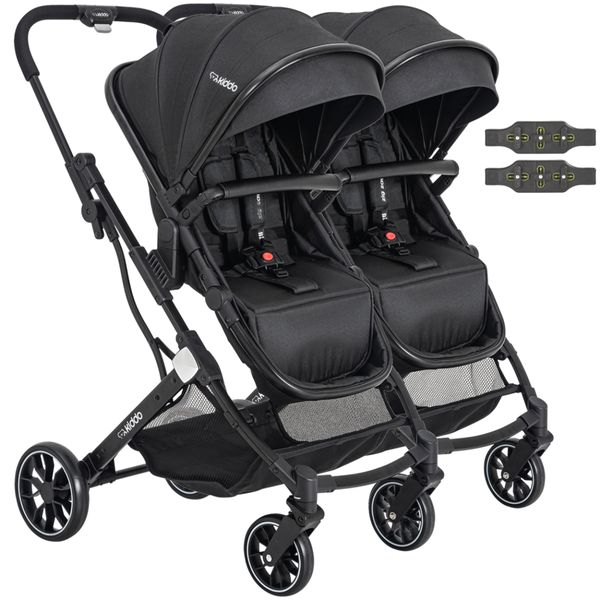 Carrinho Kiddo para Gemeos Duplo Zig Zag Preto