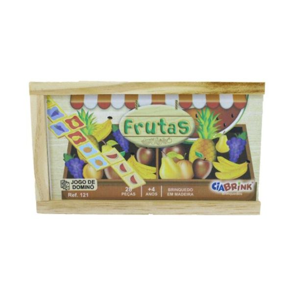 Jogo de Dominó Frutas Caixa em Madeira