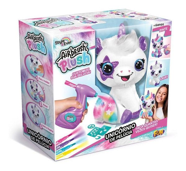 Pelúcia Unicórnio Para Pintar Airbrush Plush Fun F0087-9