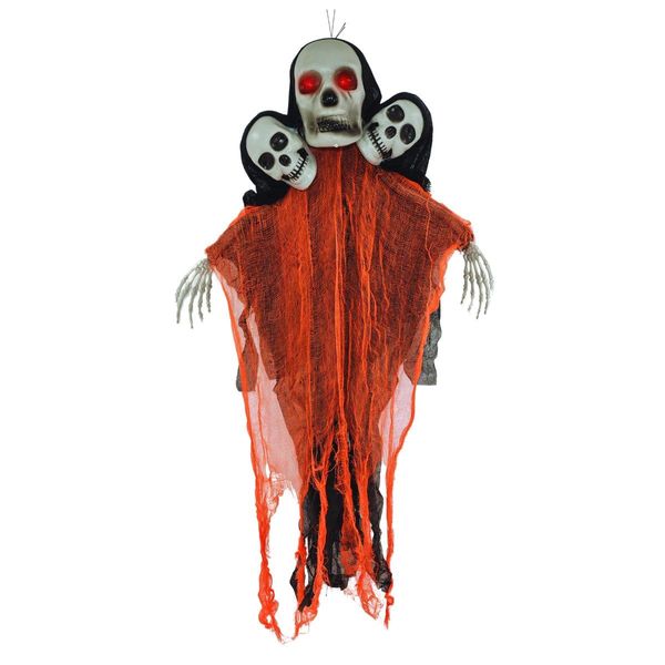 Enfeite Fantasma Decorativo Halloween 3 Caveiras 95cm com Luzes e Som