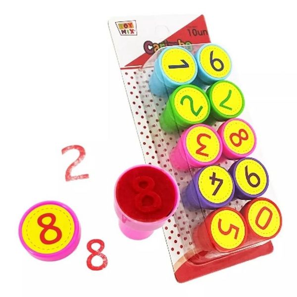 Carimbo Infantil Auto Entintado Numeros 10 Pecas VMP
