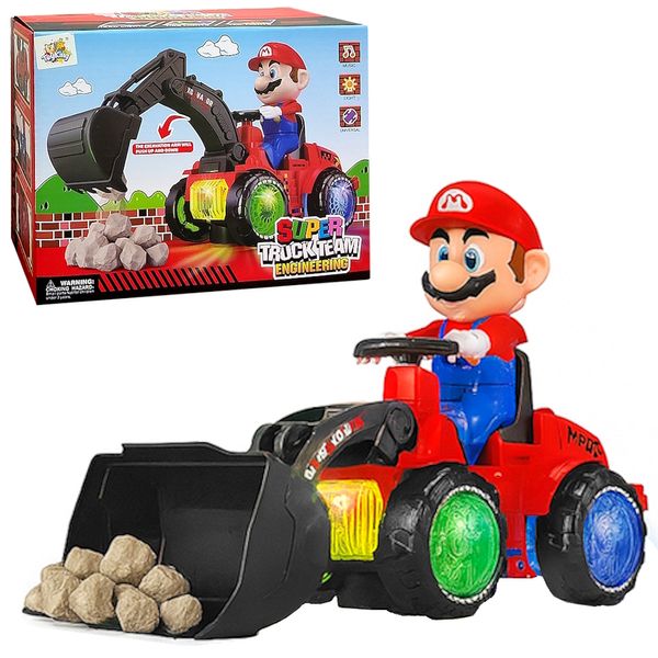 Trator Eletrônico Infantil Mairo Construtor Brinquedo Musical com Luzes e Movimentos