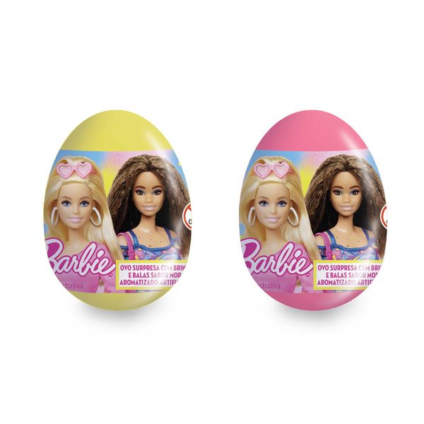 Ovo Surpresa - Barbie - Brinquedos e Doces - Sabor Morango - Sortido - Fun