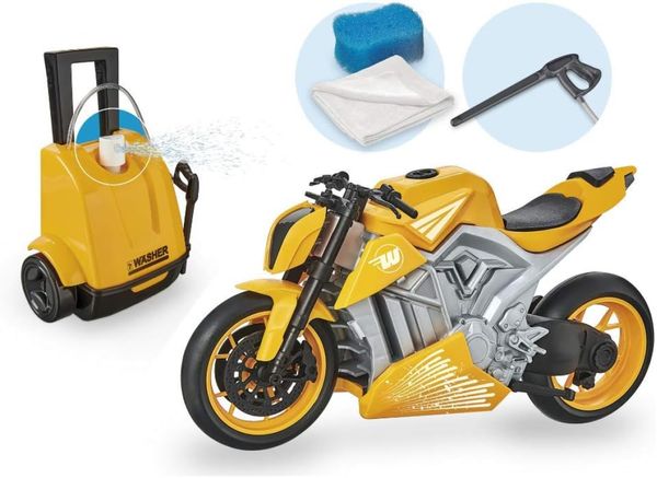 Brinquedo Moto Sport Wash Garage Sai Agua de Verdade