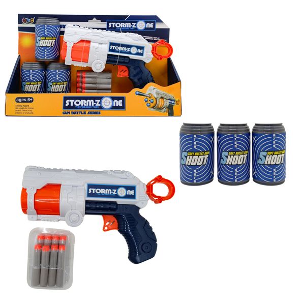 Brinquedo Infantil Kit Lançador 8 Dardos Alvo E 3 Latas