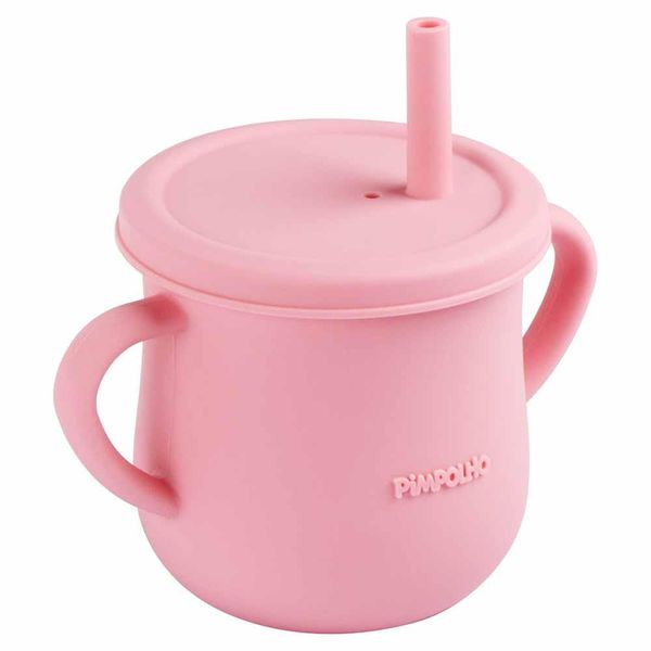 Copo De Silicone Com Canudo Soft 150ml Feminino Pimpolho - Rosa