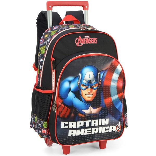 Mochila de Rodinhas Com Alça Luxcel Avengers Preto Único