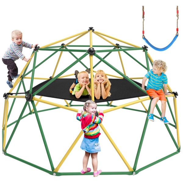 Domo de Escalada GIKPAL, Escalada de 3m com Rede para Crianças de 3 a 10 Anos ao Ar Livre, Suporta até 454kg, Ginásio de Selva Anti-Ferrugem, Montagem