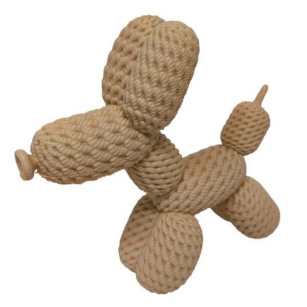 Cachorro Bexiga Tricô Crochê 3D Bege Enfeite