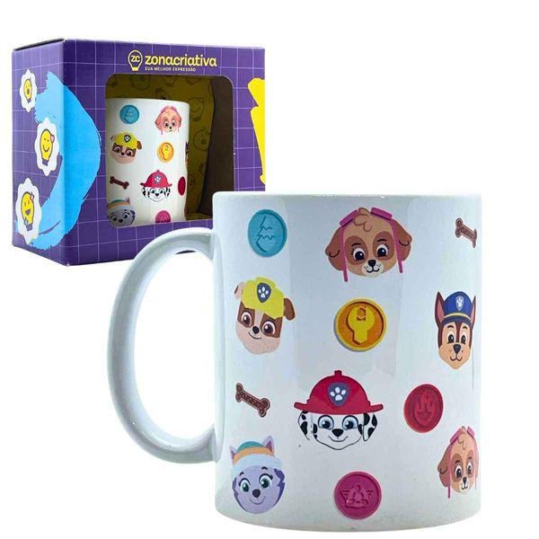 Caneca Pop Patrulha Canina Em Cerâmica 350mL Original, Zona Criativa, Xícara Café Chá