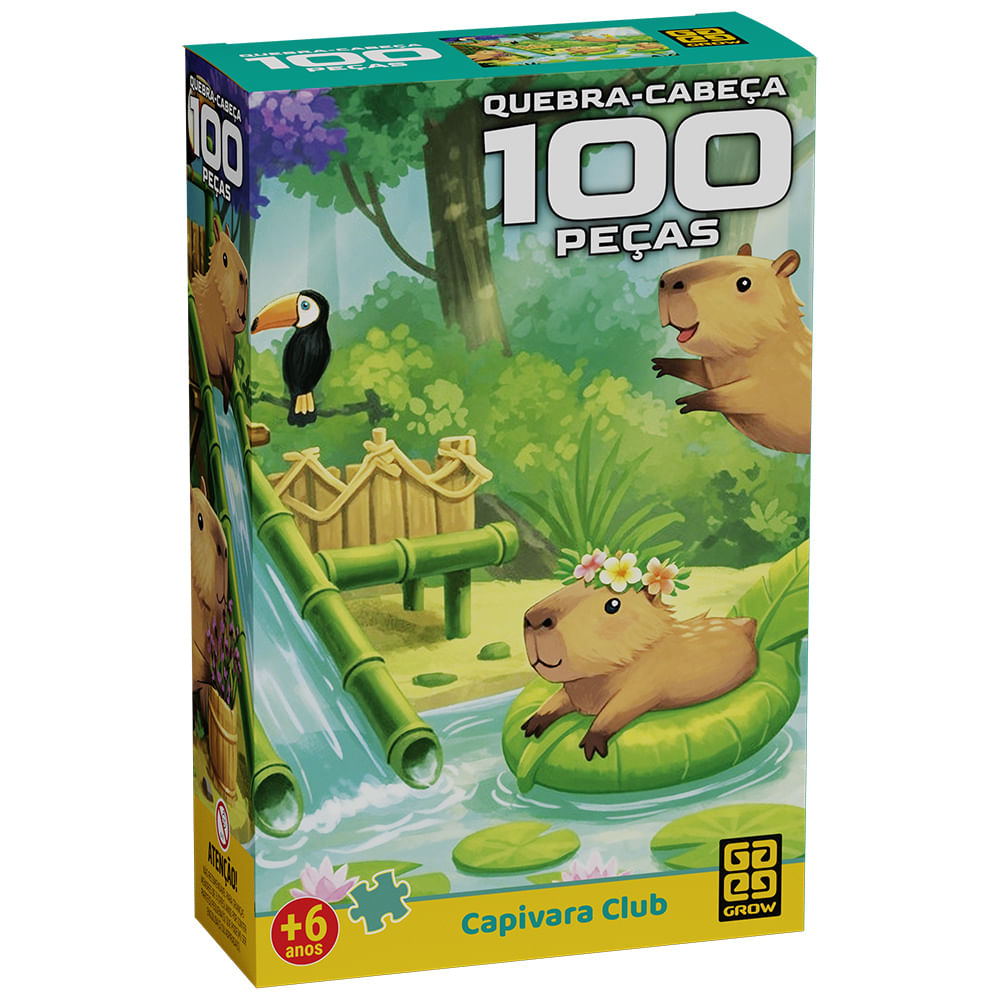 Quebra-Cabeça - Capivaras - 100 Peças - Grow