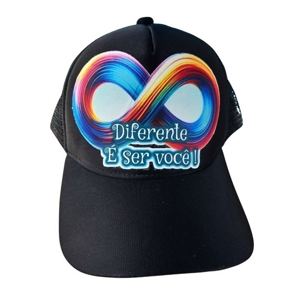 Boné Preto para Autistas Infinity Dark - Diferente é ser você Unico