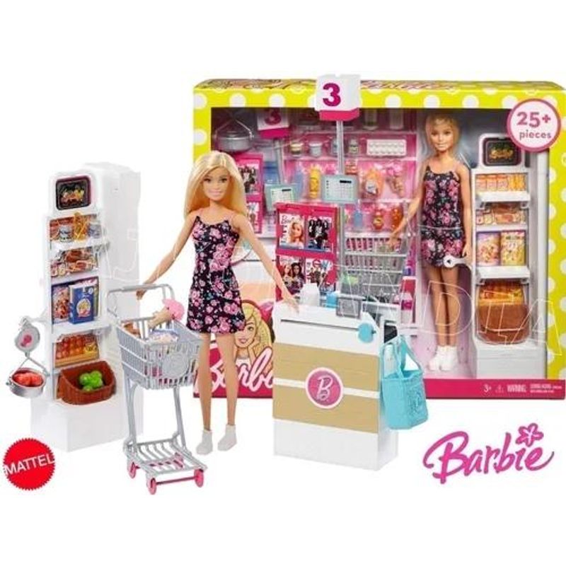 Boneca Barbie No Supermercado De Luxo Com Carrinho De Compra Ri Happy Brinquedos