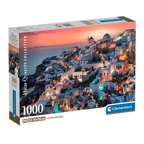 Puzzle 1000 Peças Tons de Santorini - Clementoni 39933 Puzzle 1000 Peças Tons de Santorini - Clementoni