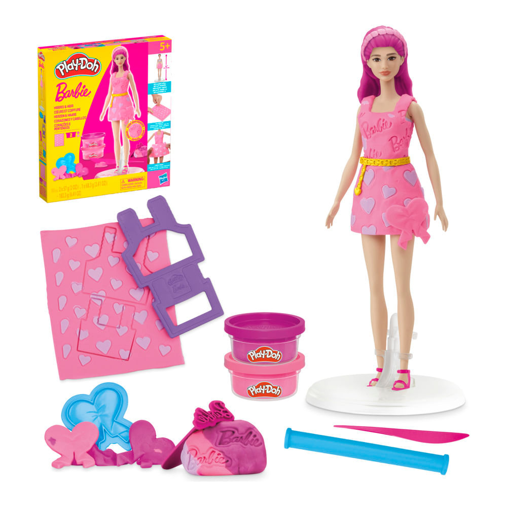 Conjunto Massa de Modelar - Barbie - Play-Doh - Corações e Cabelo - Hasbro