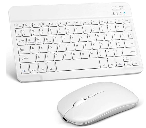 Kit Teclado e Mouse Bluetooth 5.2 Utra Fino Compatível Com Pc, iPad e Android - Branco