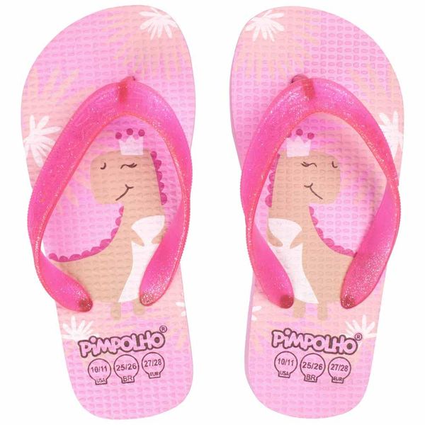 Sandália Praiana Kids Rosa Dinossaura Menina Pimpolho 32